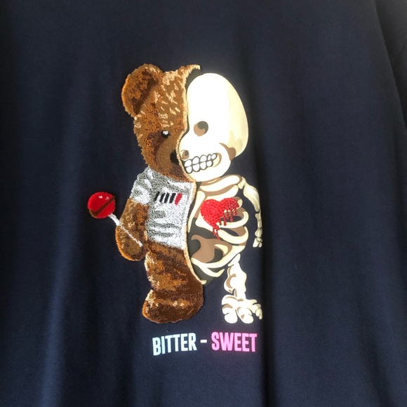 Fifth Loop Navy Blue Bitter Sweet Teddy Bear Graphic Crewneck Sweatshirt Sz 3X - Picture 8 of 10